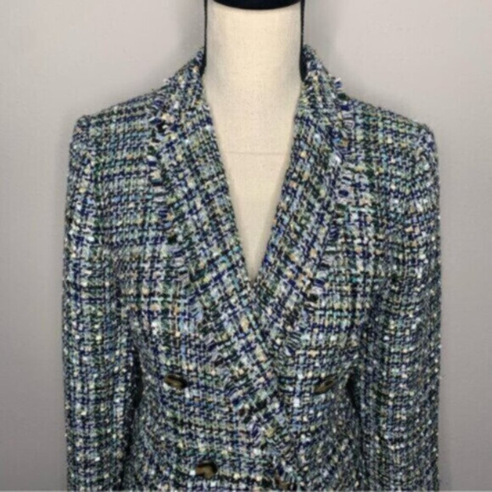 NWT Ann Taylor Tweed Shimmer Tailored Double Breasted Blazer - Picture 7 of 14
